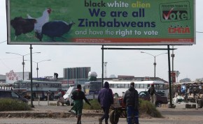 An election billboard in Harare calling for people to register.