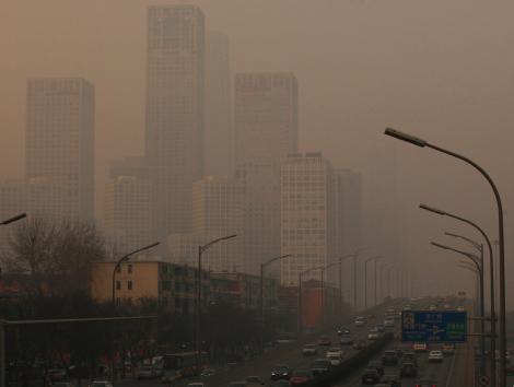 Climate change has little impact on air pollution deaths. Heavy smog, rated as 'Hazardous' by the the U.S. embassy air quality monitor, hangs over Beijing's central business district on February 22, 2013. UPI/Stephen Shaver 