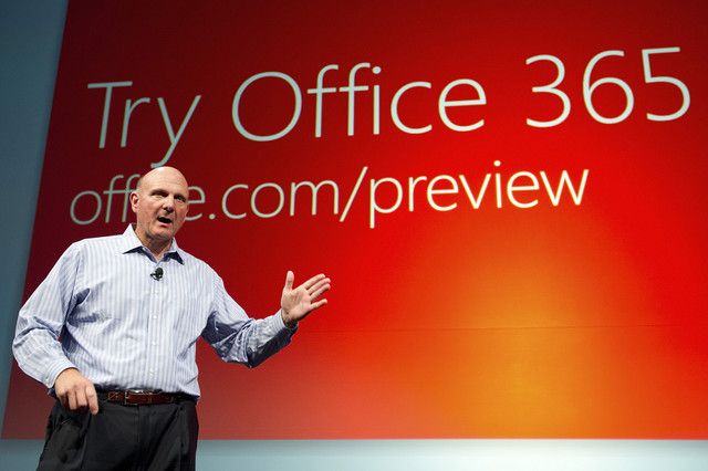 Microsoft Corp. Chief Executive Officer Steve Ballmer speaks at an event in San Francisco. Office Mobile is technically free. But it's useless unless you've already paid at least $100 for a year of Office 365, Microsoft's effort to convert its traditional shrink-wrapped, purchase-one-time-only software business into a pay-as-you-go subscription model.