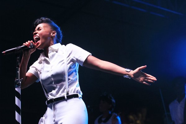 Janelle Monáe, at the 2013 edition of Coachella, slows things down on her latest single, "Primetime." (Brian van der Brug / Los Angeles Times)