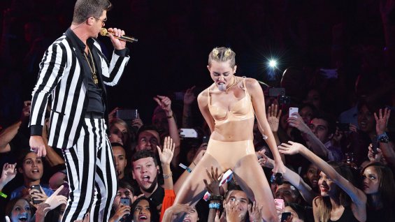 Miley Cyrus dancing with Robin Thicke during their VMA performance (Rick Diamond/Getty Images)