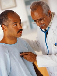 Listening to Patient's Heartbeat with Stethoscope