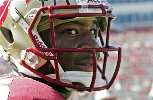 In this Oct. 5, 2013, file photo, Florida State's Jameis Winston looks around during warms ups prior to an NCAA college football game against Maryland in Tallahassee, Fla. Winston is under investigation in an alleged sexual assault reported nearly a nearly a year ago, the university and Winston's attorney confirmed on Wednesday, Nov. 13, 2013, (AP Photo/Steve Cannon, File)