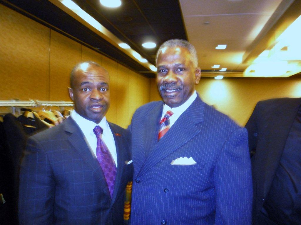 DeMaurice Smith, executive director of NFL Players Association (L), and Everett L. Glenn.