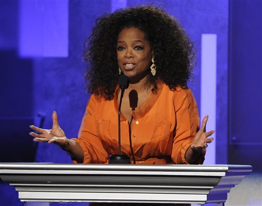 This Feb. 22, 2014 file photo shows Oprah Winfrey speaking at the 45th NAACP Image Awards in Pasadena, Calif. (Photo by Chris Pizzello/Invision/AP, File)