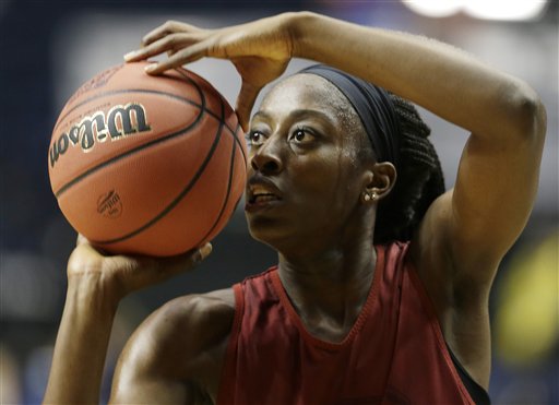 Stanford forward Chiney Ogwumike (13) during practice before the women's Final Four of the NCAA college basketball tournament, Saturday, April 5, 2014, in Nashville, Tenn. Connecticut plays Stanford Sunday. (AP Photo/Mark Humphrey)