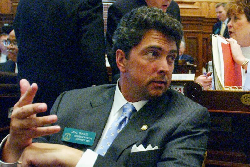 Michael Boggs gestures on the House floor at the Georgia State Capitol in Atlanta on April 7, 2004. (Gregory Smith/AP)