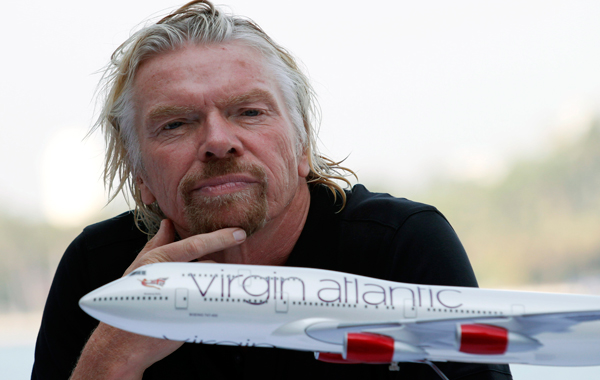 Richard Branson, president of Virgin Atlantic Airways, is shown at a news conference. (AP Photo)