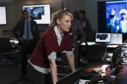 In this photo provided by NBC, Katherine Heigl portrays CIA agent Charleston Tucker in NBC's new series, "State of Affairs."  (AP Photo/NBC, Michael Parmelee)