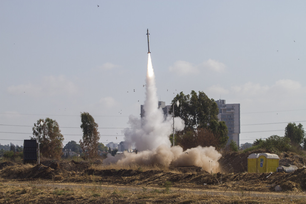 An Iron Dome air defense system fires to intercept a rocket from the Gaza Strip in Tel Aviv, Israel, on Wednesday, July 9, 2014 (AP Photo)