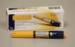 An injector pen that contains approximately a weeks worth of HGH. (AP Photo/M. Spencer Green)