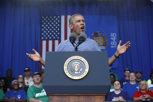 President Barack Obama speaks at Laborfest 2014 at Henry Maier Festival ParkMilwaukee, Wis., on Labor Day, Monday, Sept. 1, 2014.(AP Photo/Charles Dharapak)