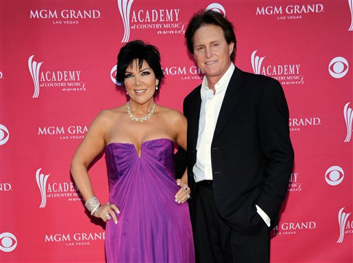 This April 5, 2009 file photo shows Kris Jenner, left, and her husband Bruce Jenner at the 44th Annual Academy of Country Music Awards in Las Vegas. Kris Jenner filed for divorce Monday, Sept. 22, 2014, in Los Angeles, from estranged husband, Bruce Jenner, citing irreconcilable differences. (AP Photo/Dan Steinberg, File)