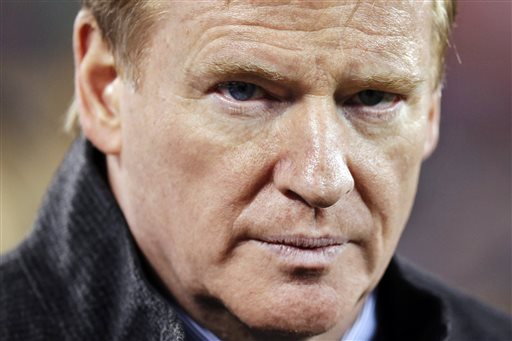 In this Feb. 2, 2014, file photo, NFL Commissioner Roger Goodell takes the field before the NFL Super Bowl XLVIII football game between the Seattle Seahawks and the Denver Broncos in East Rutherford, N.J.  A law enforcement official says he sent a video of Ray Rice punching his then-fiancee to an NFL employee five months ago, while league executives have insisted they didn't see the violent images until they were published this week. The person played The Associated Press a 12-second voicemail from an NFL office number confirming the video arrived on April 9. A female voice expresses thanks for providing the video and says: "You're right. It's terrible." Goodell sent a memo on Wednesday, Sept. 10, 2014, to the 32 teams reiterating that the NFL never saw the video until Monday, Sept. 8. (AP Photo/Ben Margot, File)
