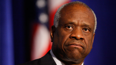 Supreme Court Justice Clarence Thomas addressed the Federalist Society in Washington in 2007. (Charles Dharapak/AP Photo)
