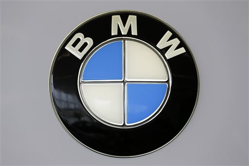 This Feb. 14, 2013 file photo shows the BMW logo at the Pittsburgh Auto Show, in Pittsburgh. BMW placed tenth on Consumer Reports magazine's list of top auto brands, released Tuesday, Feb. 24, 2015. (AP Photo/Gene J. Puskar, File)