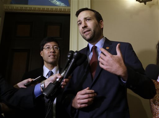 State Sen. Ben Allen, D-Santa Monica, right and Sen. Richard Pan, D-Sacramento, talk with the media after their measure requiring nearly all California school children to be vaccinated, was approved by the state Senate Monday, June 29, 2015, in Sacramento, Calif. The bill will go to the governor. (AP Photo/Rich Pedroncelli)