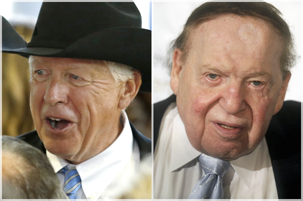 Foster Fries, Sheldon Adelson (Credit: AP/Dennis Van Tine/Keith Srakocic)