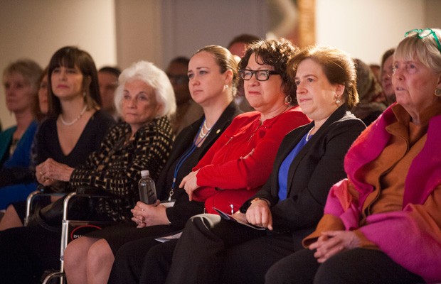 Supreme Court Justices Elena Kagan and Sonia Sotomayor sit with former Justice Sandra Day O'Connor and others at the Seneca Women Global Leadership Forum, April 2015, at the National Museum of Women in the Arts in Washington. (AP Photo)