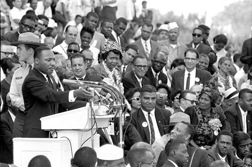 In this Aug. 28, 1963 photo, The Rev. Dr. Martin Luther King Jr., head of the Southern Christian Leadership Conference, gestures during his "I Have a Dream" speech as he addresses thousands of civil rights supporters gathered in Washington, D.C. onths before the Rev. Martin Luther King Jr. delivered his famous I Have a Dream speech to hundreds of thousands of people gathered in Washington in 1963, he fine-tuned his civil rights message before a much smaller audience in North Carolina. Reporters had covered Kings 55-minute speech at a high school gymnasium in Rocky Mount on Nov. 27, 1962, but a recording wasnt known to exist until English professor Jason Miller found an aging reel-to-reel tape in the towns public library. (AP Photo)