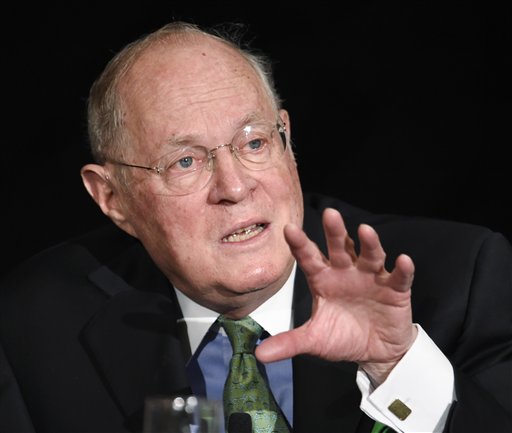 In this July 15, 2015, file photo, Supreme Court Justice Anthony Kennedy speaks at the Ninth Circuit Judicial Conference in San Diego. Kennedy has emerged as a powerful new ally for prison reform advocates who have spent years campaigning against solitary confinement. (AP Photo/Denis Poroy, File)