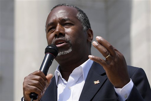 In this Aug. 27, 2015 file photo, Republican presidential candidate Ben Carson speaks  in Little Rock, Ark. August is typically one of the worst fundraising months for any politician. But it was Ben Carsons best yet. The political novice, a retired neurosurgeon seeking the 2016 Republican presidential nomination, raised $6 million, doubling his July total, his campaign told the Associated Press on Tuesday. (AP Photo/Danny Johnston, File)