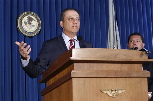U.S. Attorney Preet Bharara speaks during a news conference at the U.S. Attorney's office in New York, Thursday, Sept. 17, 2015. The government and General Motors have reached a deal to resolve a criminal investigation into how the Detroit automaker concealed a deadly problem with small-car ignition switches. (AP Photo/Kathy Willens)