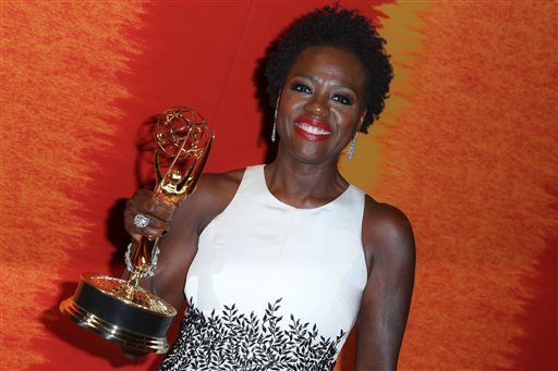 Viola Davis arrives at the 2015 HBO Primetime Emmy Awards After Party at Pacific Design Center on Sunday, Sept. 20, 2015, in West Hollywood, Calif. (Photo by Rich Fury/Invision/AP)