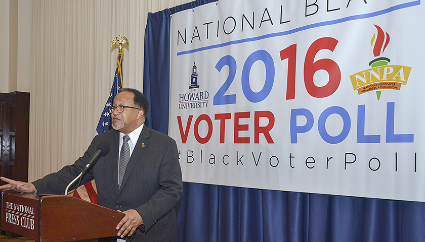 Dr. Benjamin F. Chavis, Jr., the president and CEO of the NNPA, talks about the results of the 2016 HU/NNPA National Black Voter Poll during a press conference at the National Press Club in Washington, D.C. (Freddie Allen/AMG/NNPA)