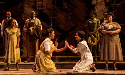Adrianna Hicks, N'Jameh Camara and the North American tour cast of "The Color Purple." Photo by Matthew Murphy. Courtesy Kennedy Center.