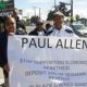 Activist in Seattle held a protest on Monday calling for the NFL and Seahawks owner Paul Allen to deposit 10 percent of all revenue and one-third of the moeny for players pensions into Black-owned banks.