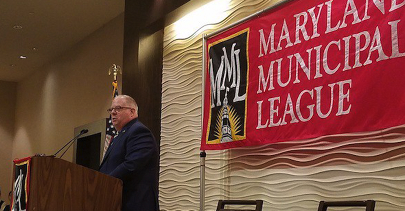 Maryland Gov. Larry Hogan speaks at the Maryland Municipal League's annual fall conference in Annapolis on Oct. 12. (William J. Ford/The Washington Informer)