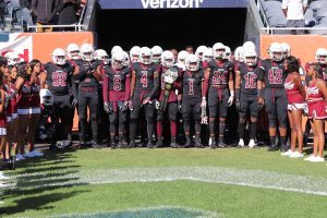 The Maroon Tigers prepare to exit the tunnel at the Chicago Football Classic. (Photo: Ruben R. Perez, Jr. / Morehouse Athletics)