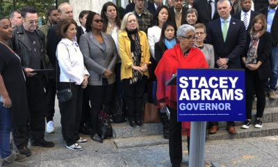 The 58th Mayor of Atlanta, Shirley Franklin (red) formally endorses Democrat Stacey Abrams in the Georgia Governor’s Race. (Photo: Itoro Umontuen / The Atlanta Voice)