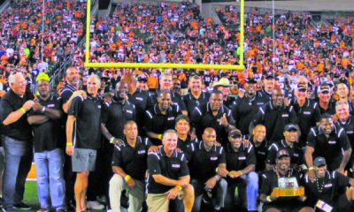 Former members of the Cincinnati Bengals 1988 Super Bowl team were recognized at the first home game this season. Quarterback Boomer Esiason and Coach Sam Wyche were unable to attend. Photo by Michael Mitchell