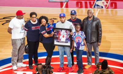 The family of fallen Detroit Police officer James Hearn accepted scholarships for his two children from the Detroit Pistons. PHOTO: Kory Woods