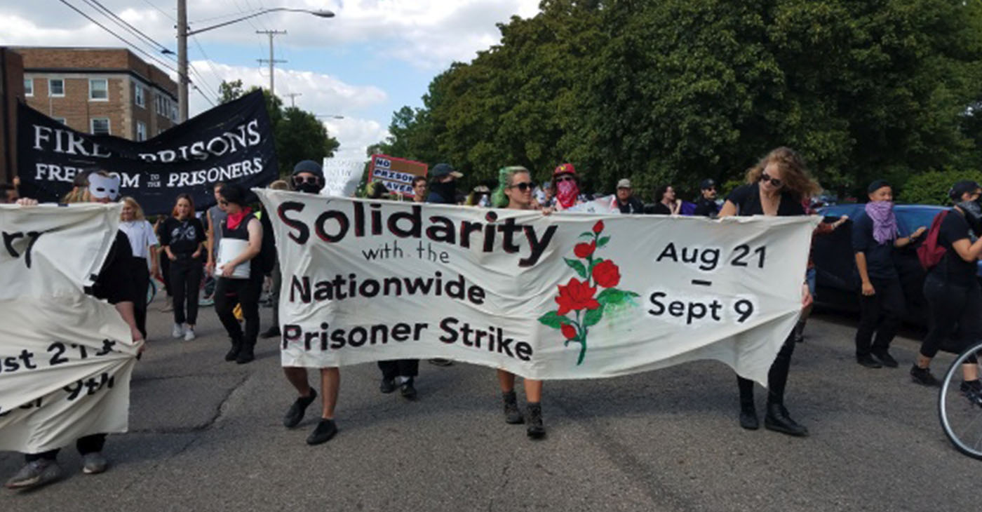 Marchers occupy Michigan Avenue in Lansing, Mich., on Aug. 23 in solidarity with the National Prison Strike.