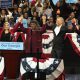 (Left to right) Carolyn Bourdeaux, Sarah Riggs Amico, Stacey Abrams, former U.S. President Barack Obama, and Lucy McBath celebrate on stage at a campaign rally at Morehouse College’s Forbes Arena on Friday, November 2, 2018. Photo by: Itoro N. Umontuen / The Atlanta Voice