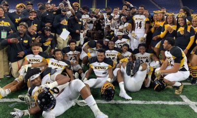 Detroit King football celebrates its third state title in four years.