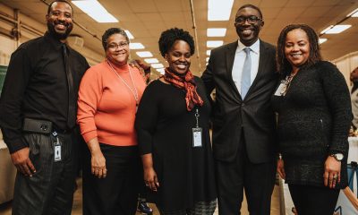 Metro Schools director Dr. Shawn Joseph (2nd from right) with four Metro School staffers at School Choice Festival. (photo by Ardee Reyes Chua)