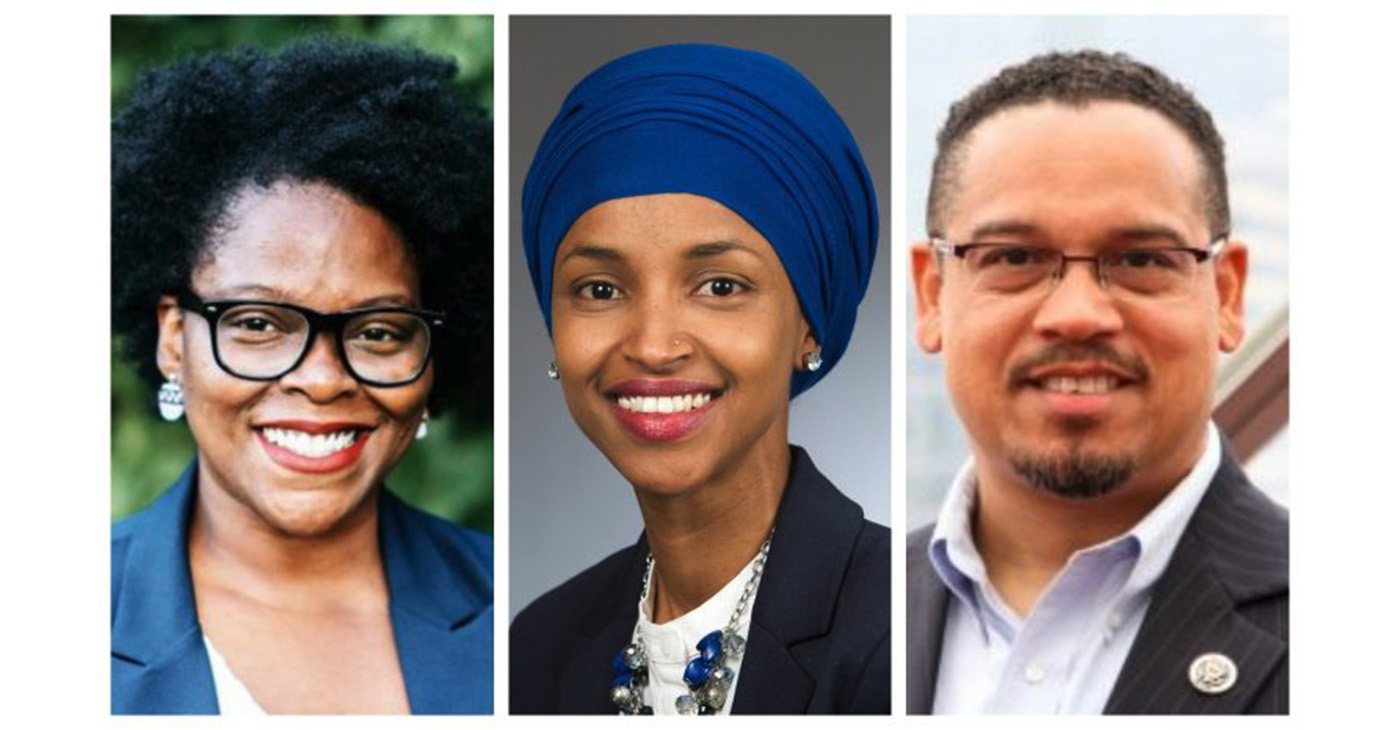 (l-r) Angela Conley, Ilhan Omar and Keith Ellison were victorious in their historic bids.