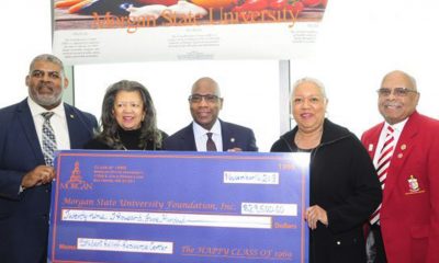 Morgan State University’s Class of 1969 presenting the Food Resource Center with a $29,500 check. (Courtesy Photo from Morgan State University)