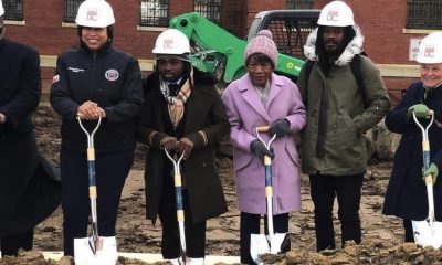 Stan Jackson, president of Anacostia Economic Development Corporation, D.C. Mayor Muriel Bowser, Councilman Trayon White (D- Ward 8) and Mary Cuthbert, ANC 8C chair at the groundbreaking for the Residences at St. Elizabeths East on Nov. 27. (Courtesy Photo)