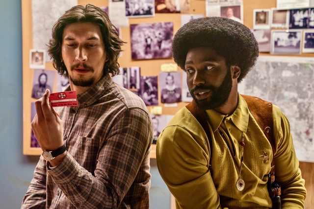 Adam Driver stars as Flip Zimmerman and John David Washington as Ron Stallworth in Spike Lee’s BlacKkKLansman, a Focus Features release. Photo: David Lee / Focus Features