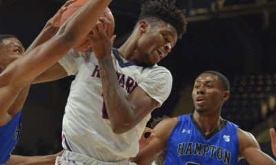 Howard forward Zion Cousins grabbed a career-high 13 rebounds in their loss to Hampton at the Events DC “Holiday Hoops Festival” at the Entertainment & Sports Arena in Southeast D.C. (Courtesy Photo)