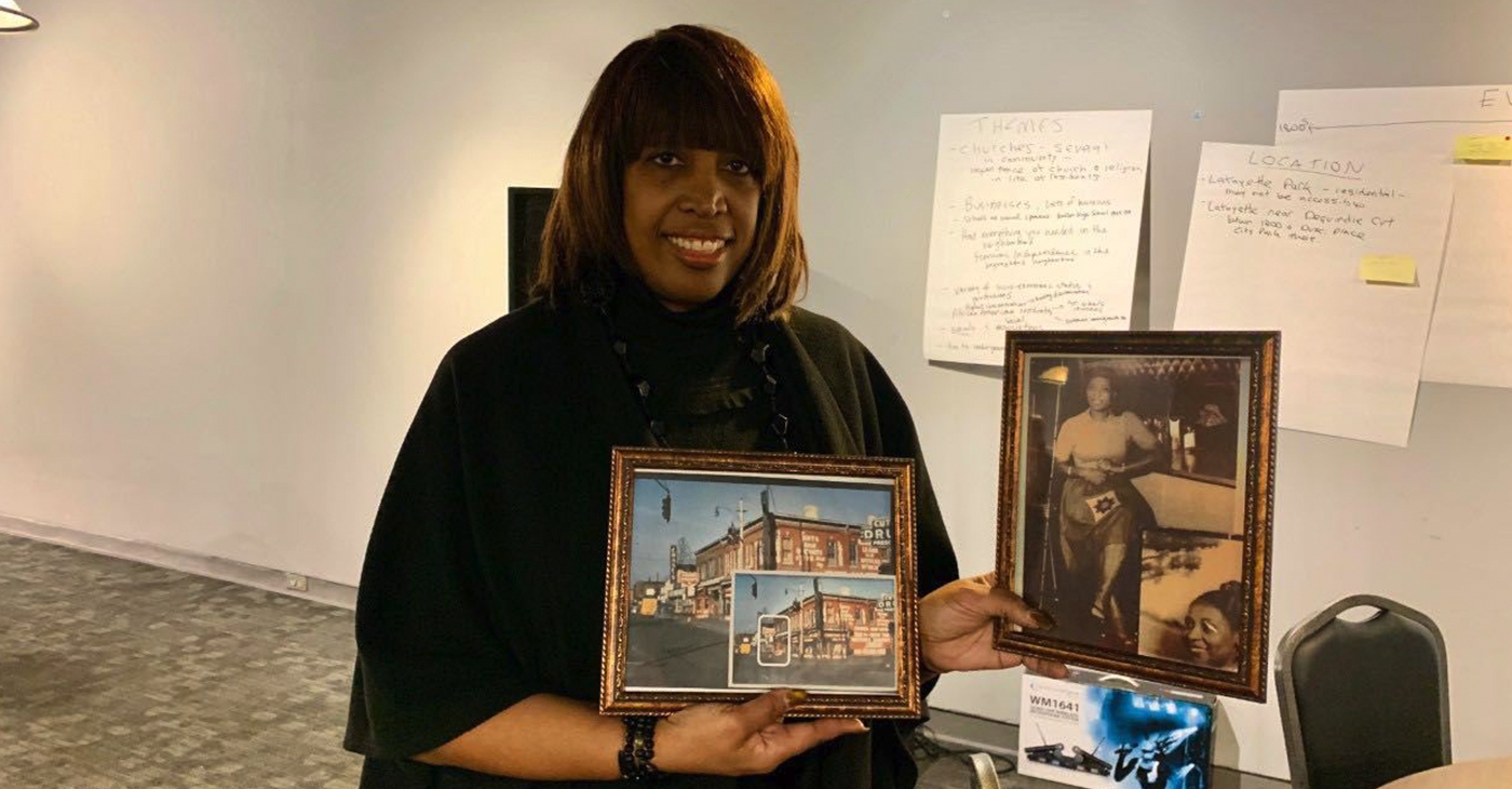 Kim Cooley attended the Black Bottom historical marker meeting. Her grandfather owned a restaurant on Hastings street.