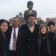 Members of the Murphy-Matthews family stand in front of the statue honoring the 688th U.S. Army Postal Directory Battalion. L to R. Kamryn Matthews-Williams (great grand-daughter), Rodger (son), Rodger M. Matthews (grandson), Carol D. Matthews (spouse of son Rodger Matthews), Dr. Rayna Whetstone (granddaughter).