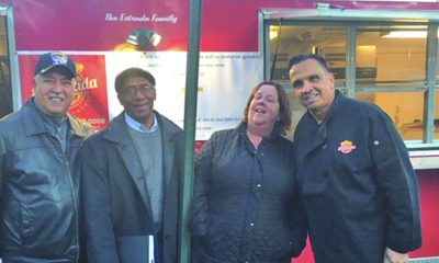 Antonio Rivera, 7 x 7 Ministry; Jesse Howard, President of Interfaith Emergency Housing Project Life; Eileen Robertson, Director of Project Life; and Ruben Estrada, owner of Empanada Master. All joined together to provide free, homemade meals Tuesday to families in a local homeless shelter