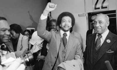The Rev. Benjamin Chavis gives a clenched fist salute on December 14, 1979, after being paroled by then-North Carolina governor Jim Hunt.