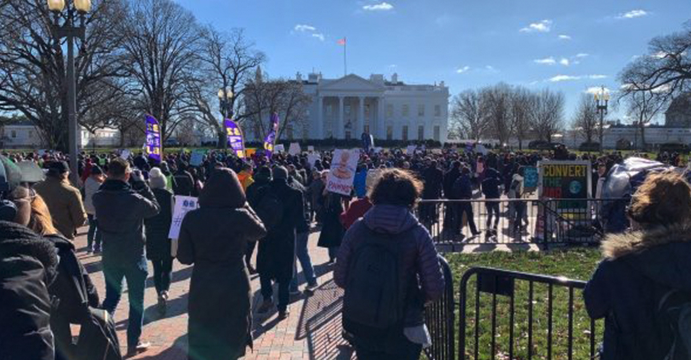 Thousands participate in a Jan. 10 rally in D.C. against the ongoing federal shutdown. (Hamil R. Harris/The Washington Informer)